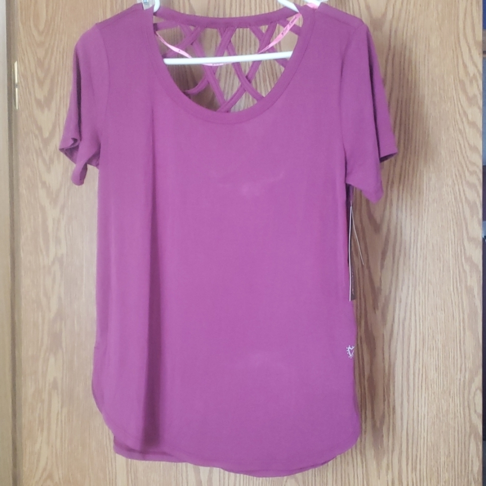 Orchid color open design in back short sleeve